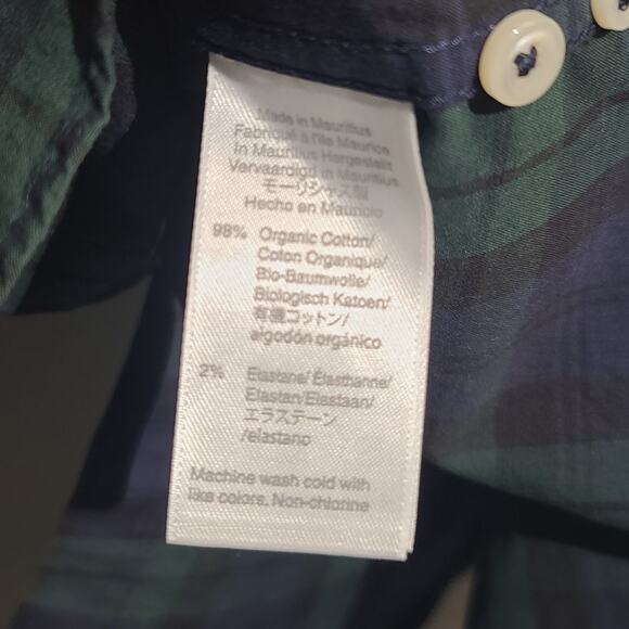 J. Crew Classic Secret Wash Button Front Shirt Green Tartan Plaid - Picture 5 of 5